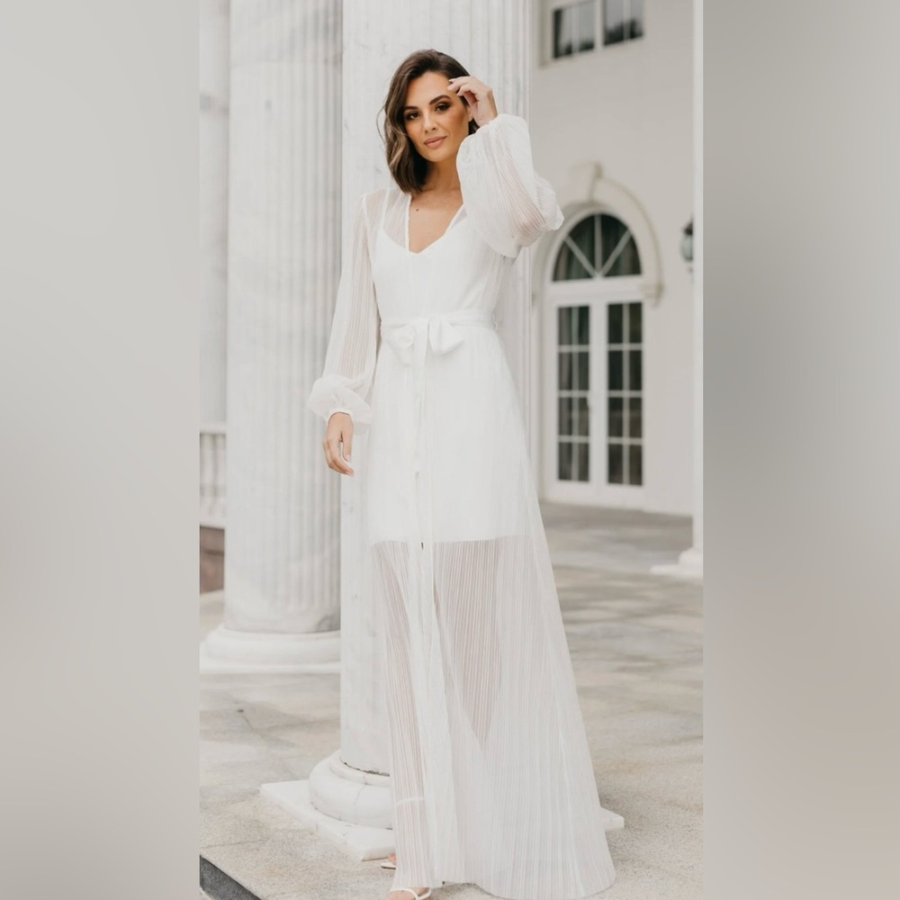 Le Rose Georgia pleated maxi bridal robe